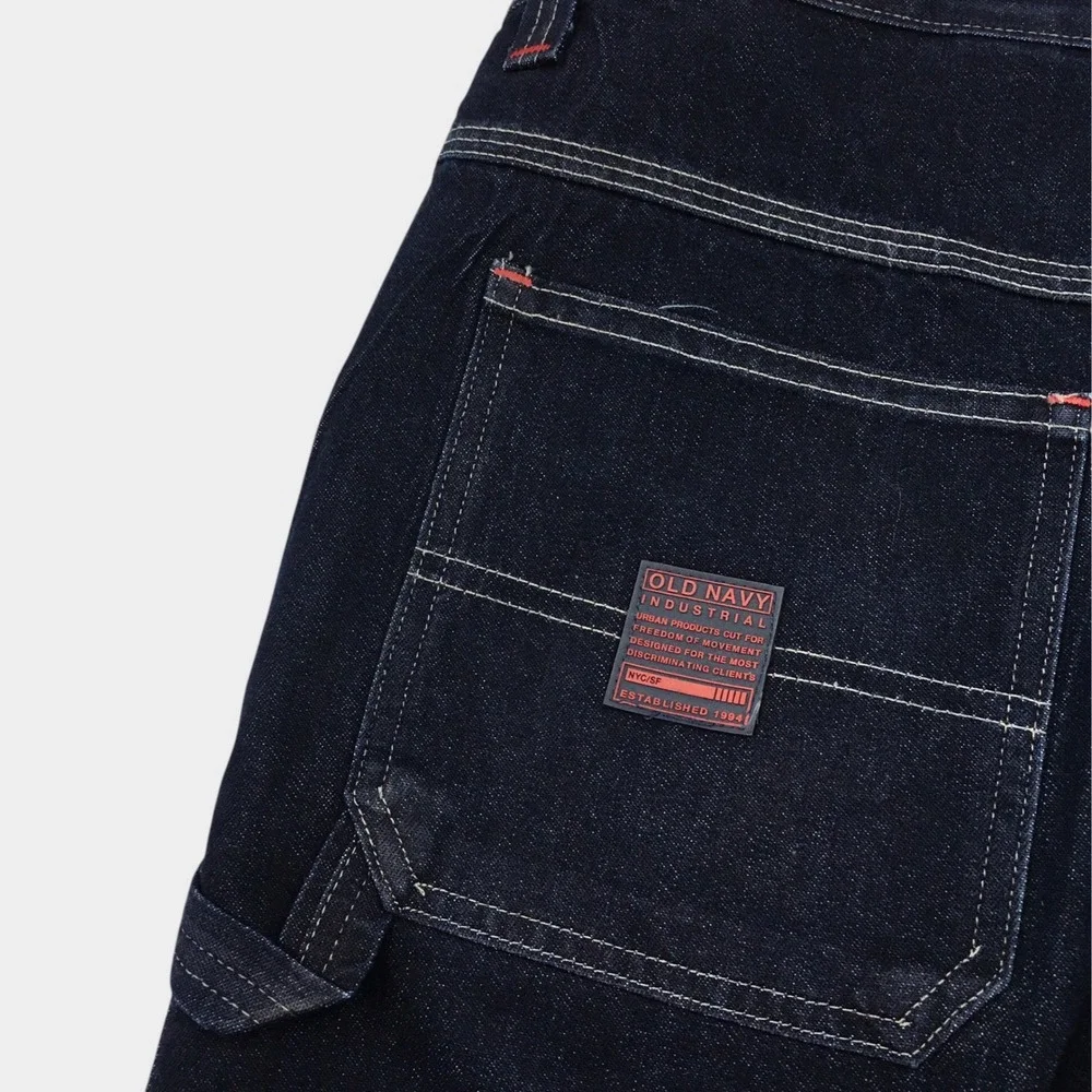 VINTAGE Old Navy Mens Y2K Painter Pants Dark Wash Indigo Carpenter Jeans 34x34